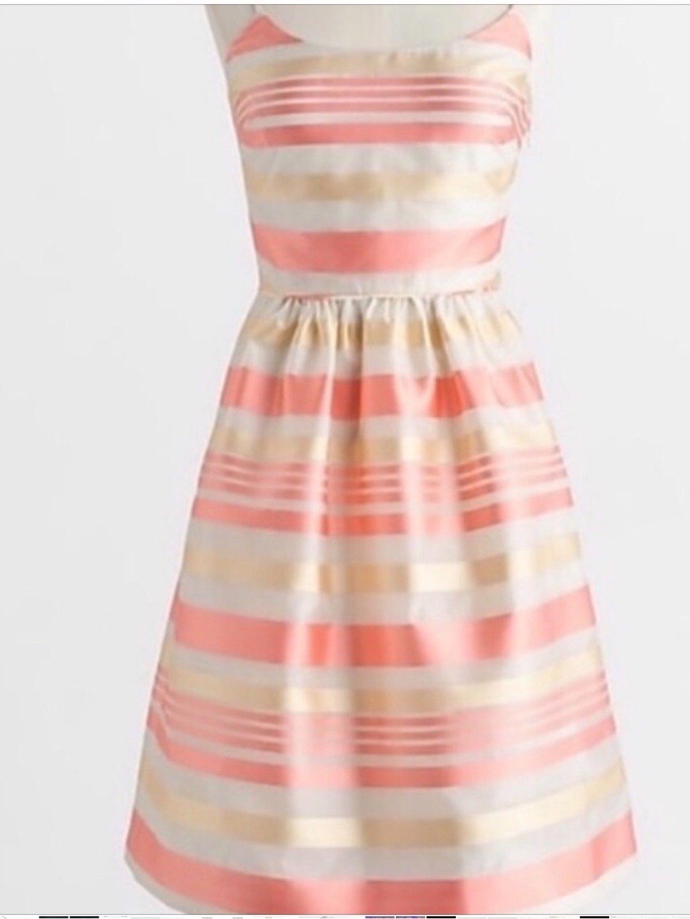 J. Crew Women’s Peach, Yellow and Cream Striped Fit-and-Flare Dress Size 12 - Picture 12 of 13